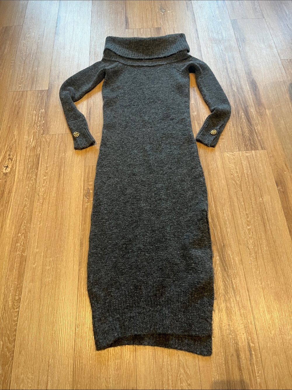 River Island Charcoal Knit Off Shoulder Midi Dress